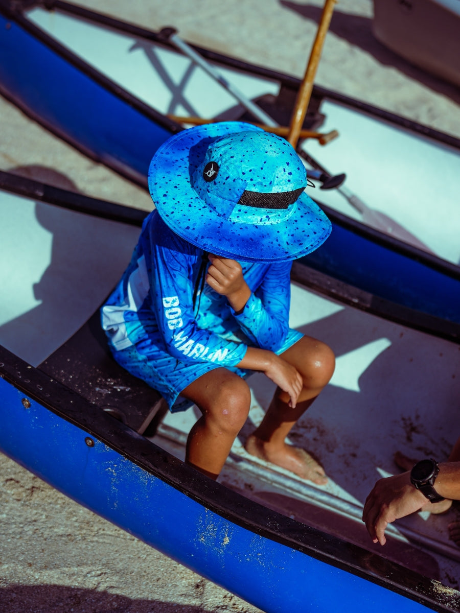 blue fishing hat